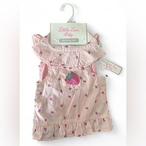 Little Lass Pink Striped Strawberry Dress for Baby